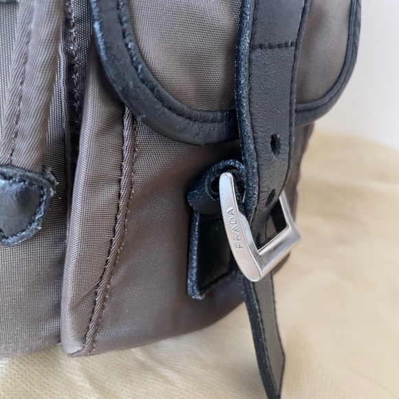 Prada Mini Back pack in nylon with leather (Olive Green) - Picture 5 of 8